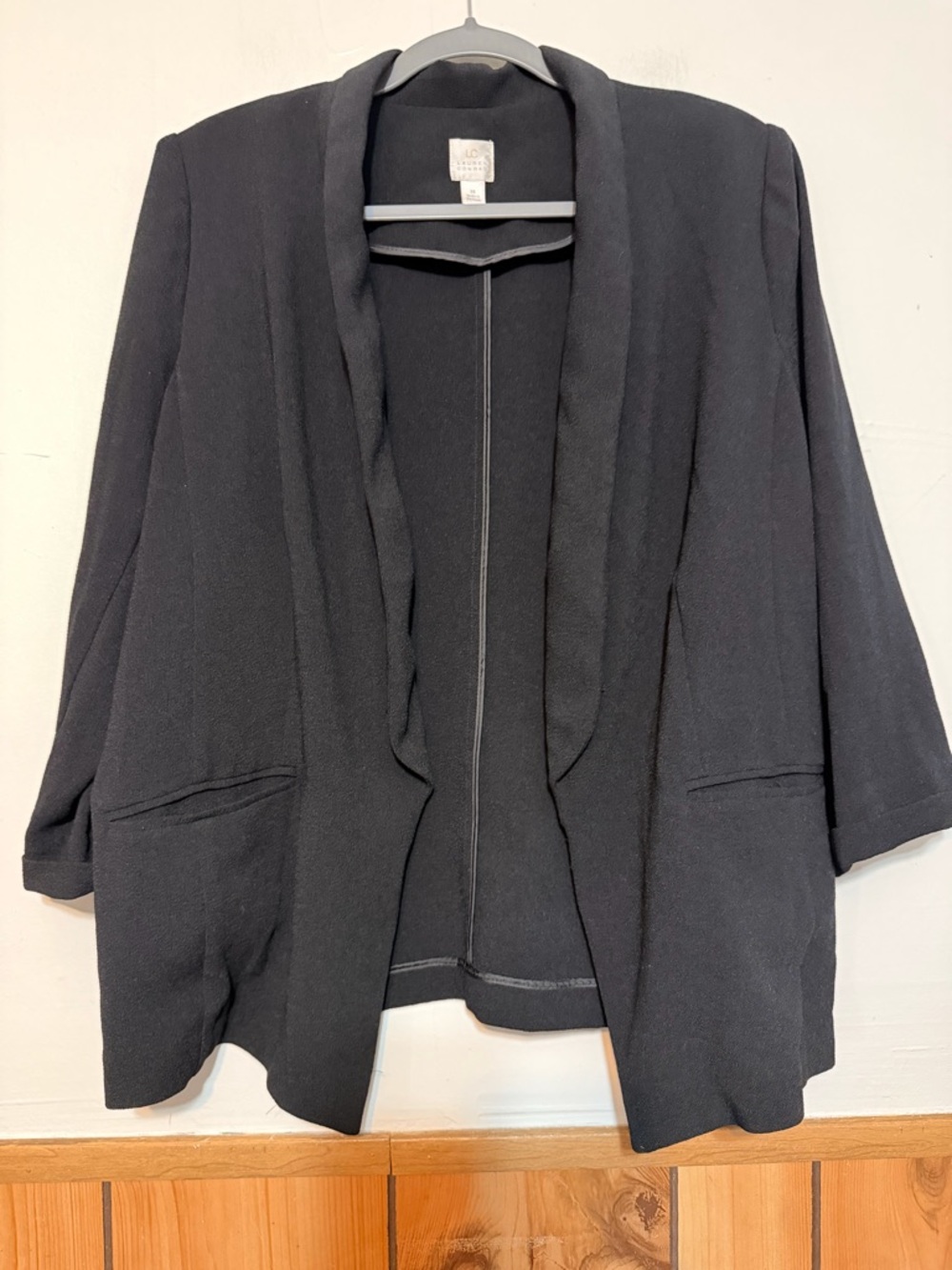 LC Lauren Conrad Black Open-Front Shawl Collar Blazer